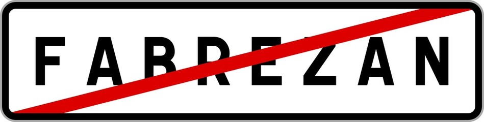 Panneau sortie ville agglomération Fabrezan / Town exit sign Fabrezan