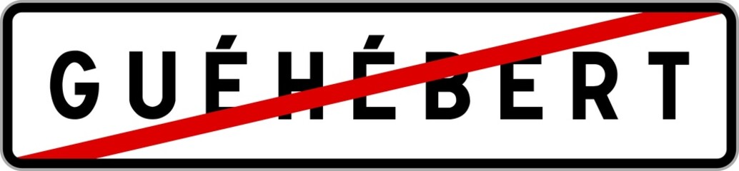 Fototapeta premium Panneau sortie ville agglomération Guéhébert / Town exit sign Guéhébert