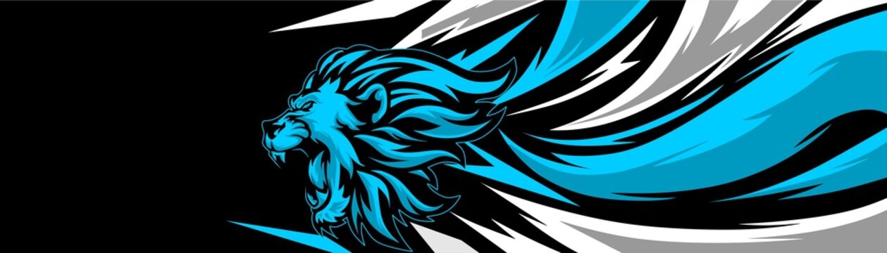Abstract Car decal design vector. Graphic abstract lion head stripe racing background kit designs for wrap vehicle, race car, rally, adventure and livery