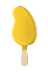 Yellow fruit popsicle ice cream isolated on white.