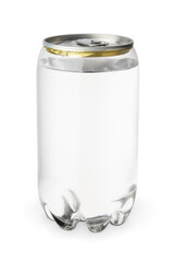 Plastic transparent can with pull tab isolated.