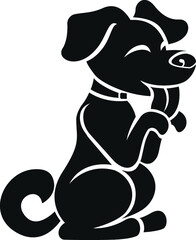 Black and White Cartoon Illustration Vector of a Puppy Dog Begging on Back Legs