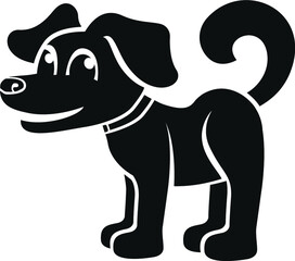 Black and White Cartoon Illustration Vector of a Puppy Dog Standing