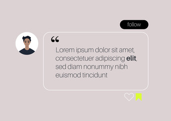 Obraz premium Social media post, a young male Caucasian character's quote