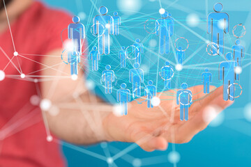 Global network. Blockchain. 3D illustration. Neural networks and artificial intelligence. Abstract