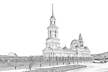 Spaso-Preobrazhensky cathedral church in Nevyansk. Russia orthodox architecture