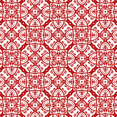 Classic seamless vector pattern. Damask orient ornament. Classic vintage red and white background. Orient pattern for fabric, wallpapers and packaging