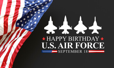 U.S. Air Force birthday is observed every year on September 18 all across United States of America. 3D Rendering