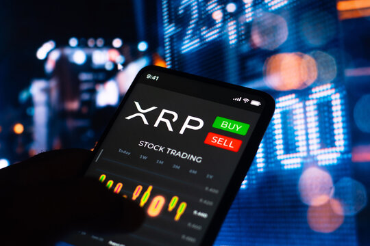 June 20, 2022, Brazil. In this photo illustration, the stock trading graph of XRP (Ripple) seen on a smartphone screen.
