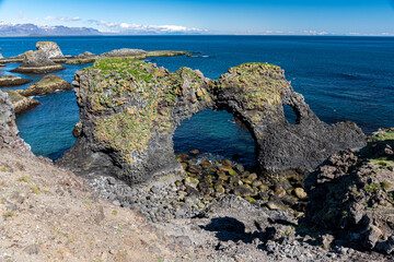 The Gatklettur stone arch in Arnarstapi in the Snæfellsnes peninsula, western Iceland
