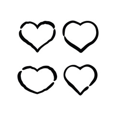 Heart doodles. Hand drawn hearts. Valentine's day love illustrations.