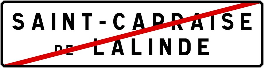 Panneau sortie ville agglomération Saint-Capraise-de-Lalinde / Town exit sign Saint-Capraise-de-Lalinde