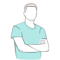 Male avatar one line drawing on white isolated background