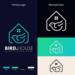 simple bird house logo design