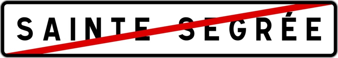 Fototapeta premium Panneau sortie ville agglomération Sainte-Segrée / Town exit sign Sainte-Segrée