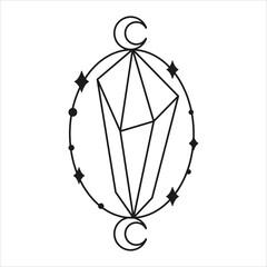 Moon Crystal Mystical Icon logo. Vector Illustration.