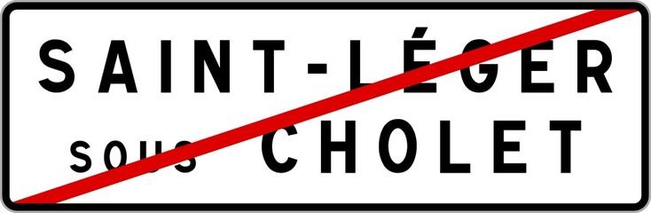 Panneau sortie ville agglomération Saint-Léger-sous-Cholet / Town exit sign Saint-Léger-sous-Cholet