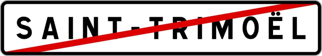 Panneau sortie ville agglomération Saint-Trimoël / Town exit sign Saint-Trimoël