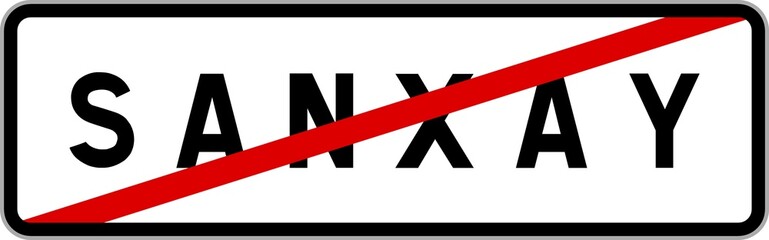 Panneau sortie ville agglomération Sanxay / Town exit sign Sanxay