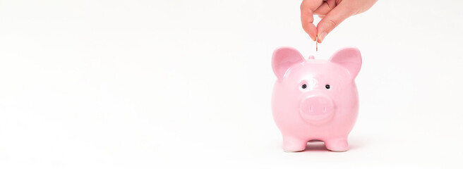 Piggy bank on white background