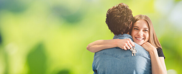 Couple enjoys their apartment. Buying a new home