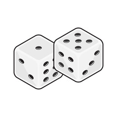 Casino element playing pair of dice on white background - Vector