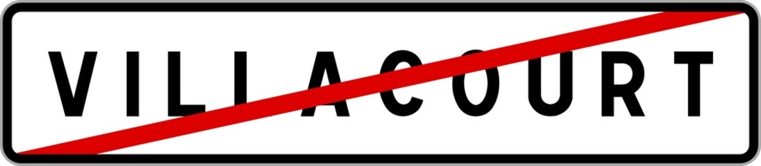 Fototapeta premium Panneau sortie ville agglomération Villacourt / Town exit sign Villacourt