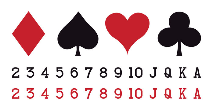 Set element casino playing cards symbols on white background - Vector