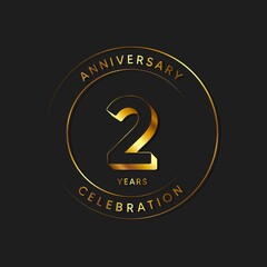 2 Year Anniversary Celebration, Logo, Vector Design Illustration Template