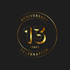 13 Years Anniversary Celebration, Logo, Vector Design Illustration Template