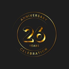 26 Years Anniversary Celebration, Logo, Vector Design Illustration Template