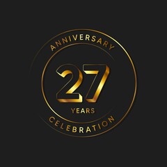 27 Years Anniversary Celebration, Logo, Vector Design Illustration Template