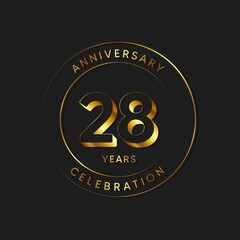 28 Years Anniversary Celebration, Logo, Vector Design Illustration Template