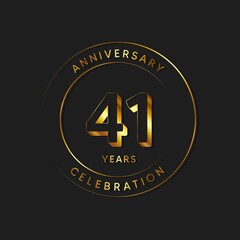 41 Years Anniversary Celebration, Logo, Vector Design Illustration Template