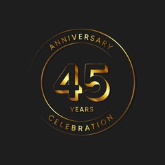 45 Years Anniversary Celebration, Logo, Vector Design Illustration Template