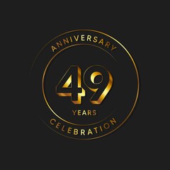 Fototapeta na wymiar 49 Years Anniversary Celebration, Logo, Vector Design Illustration Template