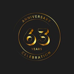 63 Years Anniversary Celebration, Logo, Vector Design Illustration Template