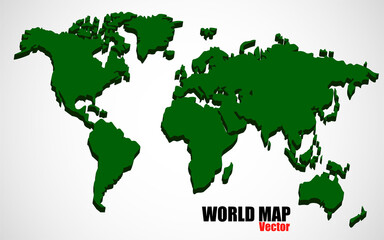 World map vector illustration. 3d Earth map on isolated background. Globalization