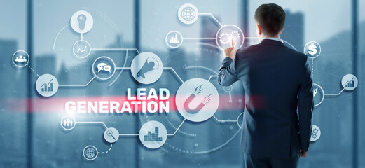Lead Generation. Finding and identifying customers for your business products or services. Finance concept