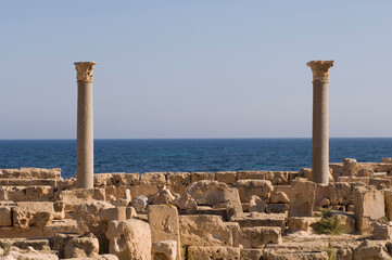 Ruins of buildings in an ancient Roman city, Sabratha, Tripolitania, Libya