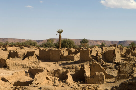 Ruins of buildings at an archaeological site, Garamantes, Germa, Fezzan, Libya