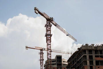 two tower cranes