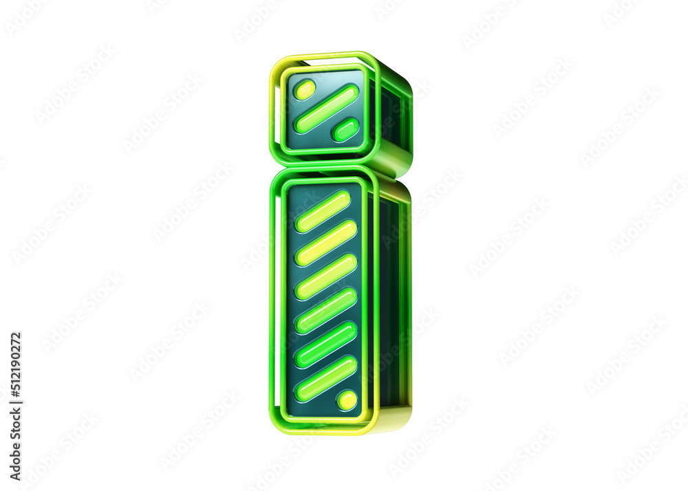 Poster yellow and green summer color scheme font. flashy 3d exclamation mark isolated on white background. 
