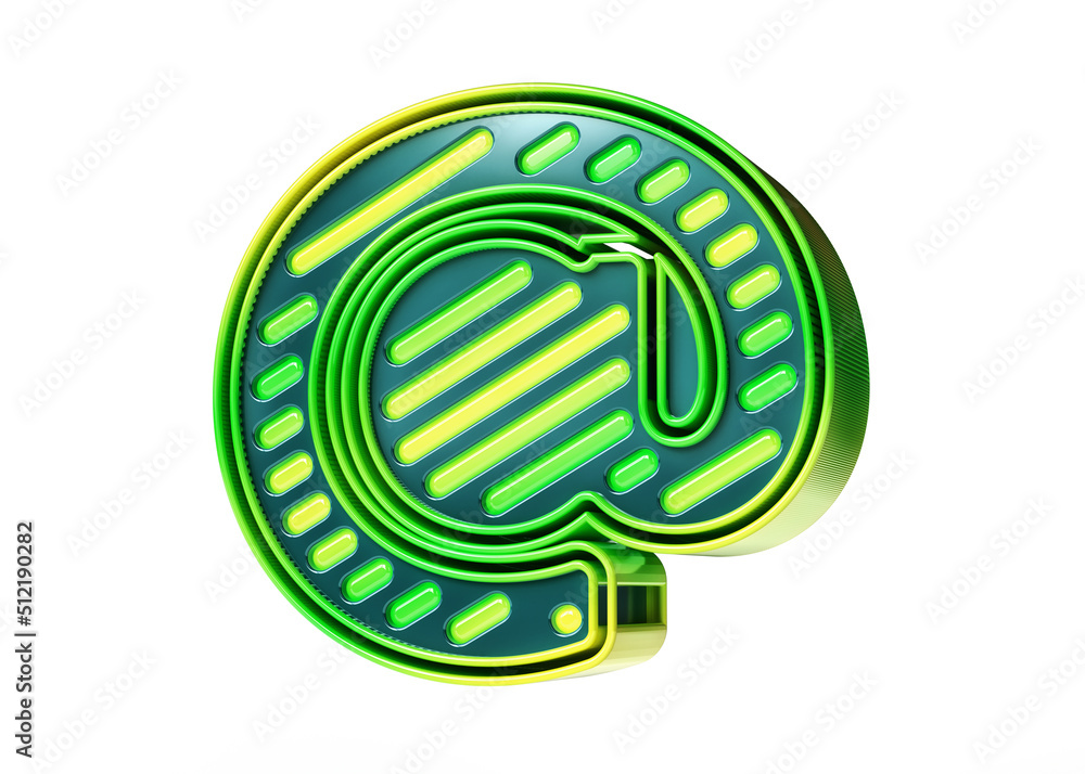 Poster at-email symbol in a gaming style color scheme gradient from yellow to green. high quality 3d render