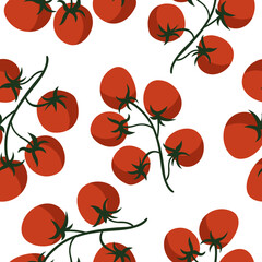 Seamless pattern.Tomatoes concept design template background for menu. Isolated on the white background. Vector illustration. Italian cuisine