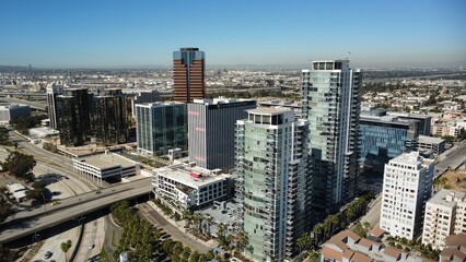 Fototapeta na wymiar view of Downtown Long Beach Harbor and Buildings in California