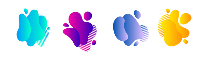 Abstract blotch shape. Liquid shape elements. Set of modern graphic elements. Fluid dynamical colored forms banner. Gradient abstract liquid shapes. Vector illustration.