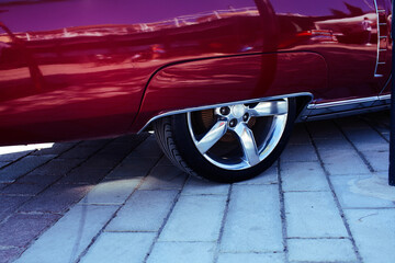 real old fashion cabriolet car at seaside touristic view lifestyle