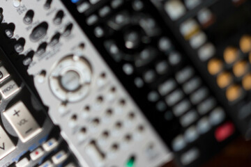 High angle view of remote controls