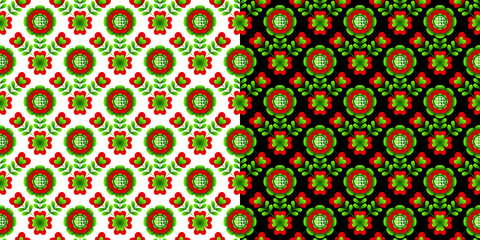 Seamless pattern in Ukrainian style. Flat pattern based on Ukrainian embroidery on a black and white background. Scrapbooking paper. 